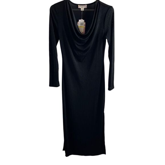 Band Of The Free Annabelle Black Cowl Neck Midi Dress NWT - Picture 5 of 14